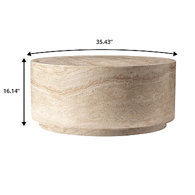 LeisureMod Terra 18" Round Fiberstone Weatherproof Indoor & Outdoor Coffee Table