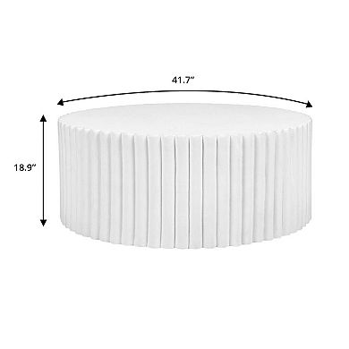 LeisureMod Milena Round Coffee Table, Fiberstone Indoor and Outdoor Accent Side Table