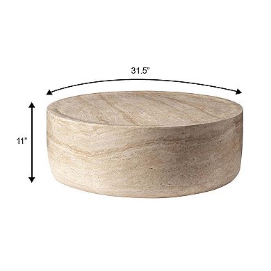LeisureMod Sandy Fiberstone Indoor and Outdoor Round Coffee Table