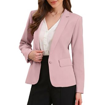Women's Business Blazers Long Sleeve One Button Front Work Office Suit Jackets with Shoulder Pads