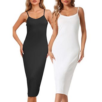 2 Pack Women's Nightgown Modal Sleeveless Chemise Spaghetti Strap Dress Summer Full Slip Sleep Dress