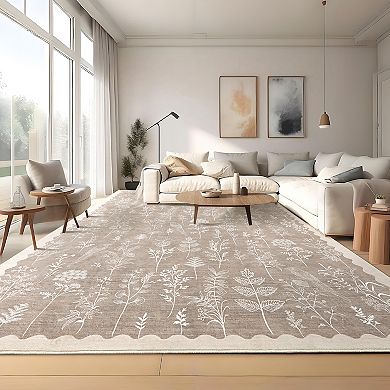 Garvee Machine Washable Flower Area Rug Non Slip Stain Resistant Rugs for Bedroom