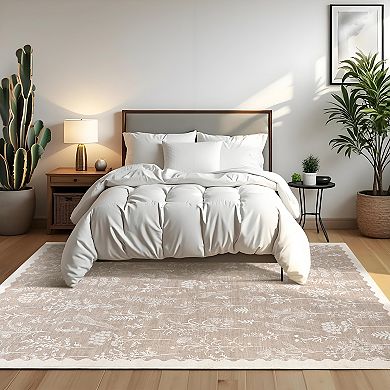 Garvee Machine Washable Flower Area Rug Non Slip Stain Resistant Rugs for Bedroom