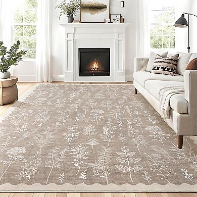 Garvee Machine Washable Flower Area Rug Non Slip Stain Resistant Rugs for Bedroom