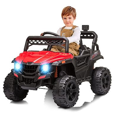 12V Kids Ride-On Truck, Electric Car Toy with Remote Control, Spring Suspension, LED Lights