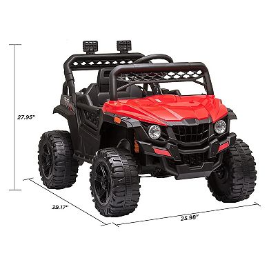 12V Kids Ride-On Truck, Electric Car Toy with Remote Control, Spring Suspension, LED Lights