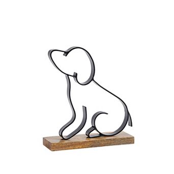 Studio 66 Luna Decor Dog Figurine Table Decor with Wooden Base