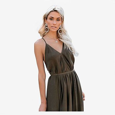 Women's Sleeveless Wrap Maxi Dress with High-Low Hem