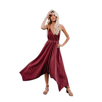 Women's Sleeveless Wrap Maxi Dress with High-Low Hem
