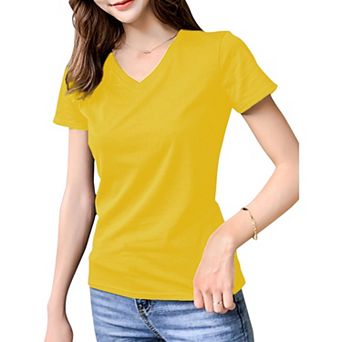 Women's Classic Short Sleeve V-Neck Fitted T-Shirt