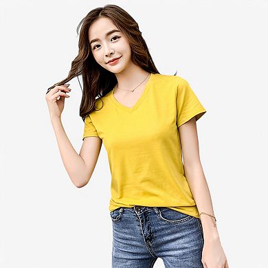 Women's Classic Short Sleeve V-Neck Fitted T-Shirt