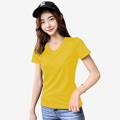 Women's Classic Short Sleeve V-Neck Fitted T-Shirt