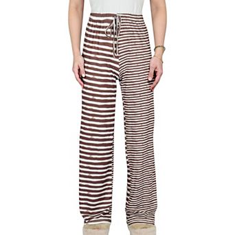 Women's Striped Drawstring Lounge Pants with Wide Leg and Soft Stretch Fabric