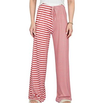 Women's Striped Drawstring Lounge Pants with Wide Leg and Soft Stretch Fabric