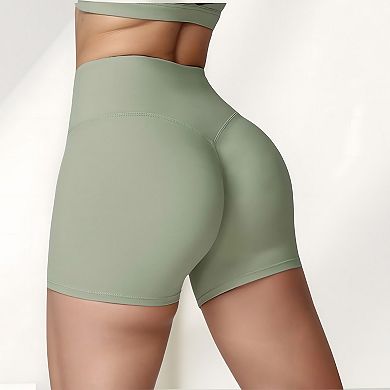 Women's High Waist Biker Shorts with Seamless Waistband and Compression Fit