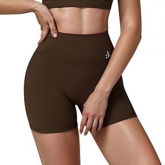Women's High Waist Biker Shorts with Seamless Waistband and Compression Fit