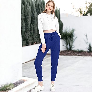 Women's Tracksuit Set Cropped Hoodie Sweatshirt and Drawstring Sweatpants Set 2 Piece