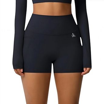 Women's Active Shorts with Stretch Compression Fit Seamless Construction and Side Pocket Detail