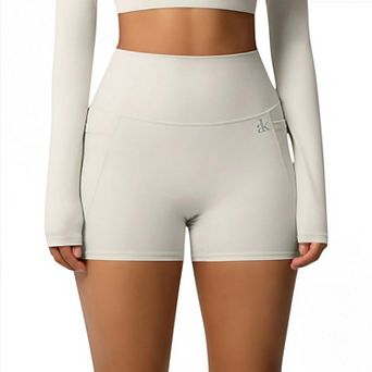 Women's Active Shorts with Stretch Compression Fit Seamless Construction and Side Pocket Detail