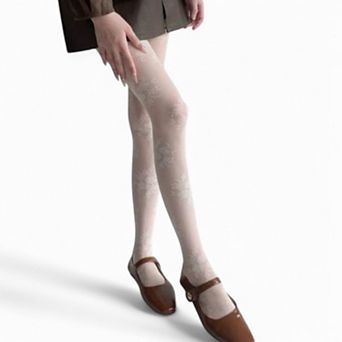 Women's Sheer Floral Pattern Tights Lightweight Mesh Legwear with Stretchy Fit and Subtle Texture