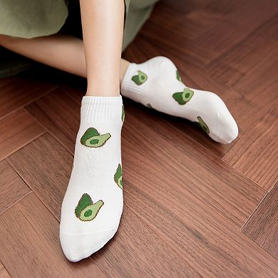 Women's Avocado Ankle Socks Non Slip Cotton for Casual Stability and Comfort 2 Pairs