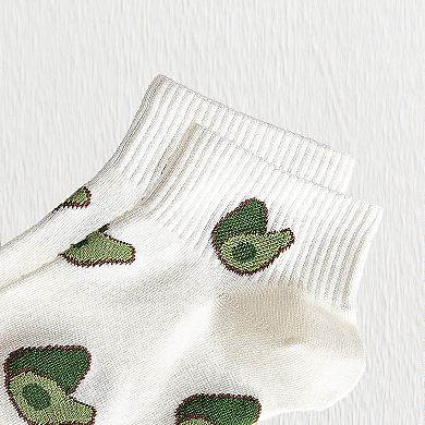 Women's Avocado Ankle Socks Non Slip Cotton for Casual Stability and Comfort 2 Pairs