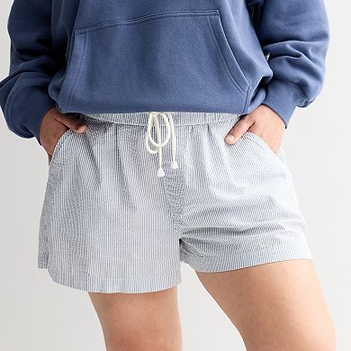 Juniors' Plus Size SO® Mid Rise Seer Sucker Shorts