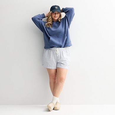 Juniors' Plus Size SO® Mid Rise Seer Sucker Shorts