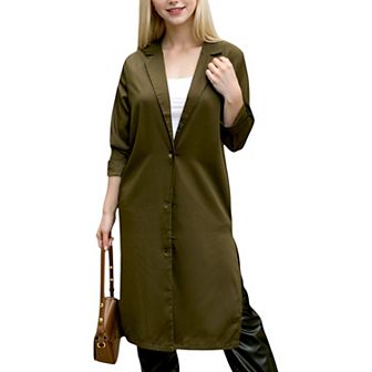 Women's Button Up Collar Breezy Cardigan Coat