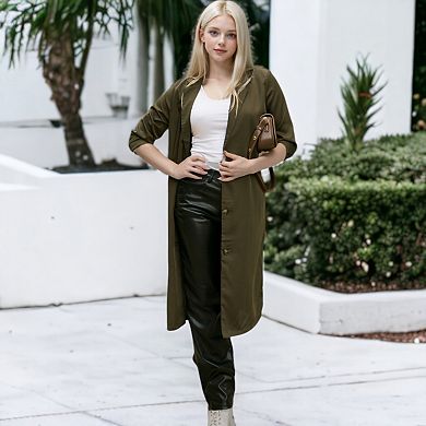 Women's Button Up Collar Breezy Cardigan Coat