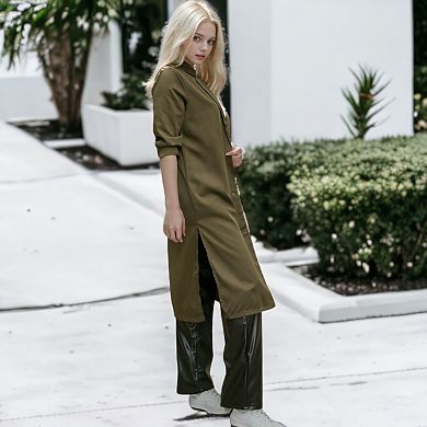 Women's Button Up Collar Breezy Cardigan Coat