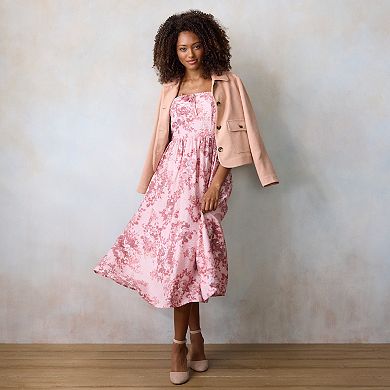 Petite LC Lauren Conrad Floral Puff Sleeve Midi Dress