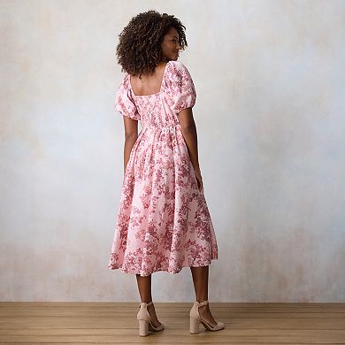 Petite LC Lauren Conrad Floral Puff Sleeve Midi Dress