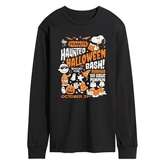 Men's Peanuts Haunted Halloween Bash Poster Long Sleeve Graphic Tee