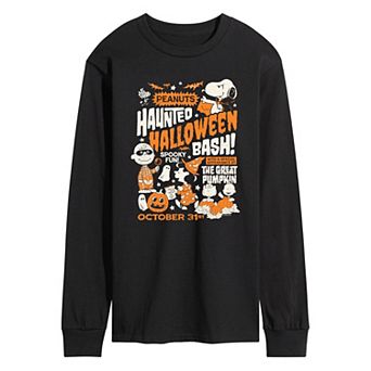 Men's Peanuts Haunted Halloween Bash Poster Long Sleeve Graphic Tee