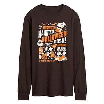 Men's Peanuts Haunted Halloween Bash Poster Long Sleeve Graphic Tee