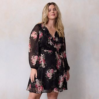 Plus Size LC Lauren Conrad Balloon Sleeve Wrap Mini Dress