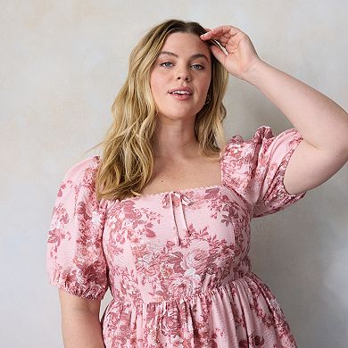 Plus Size LC Lauren Conrad Puffed Sleeve A-Line Maxi Dress