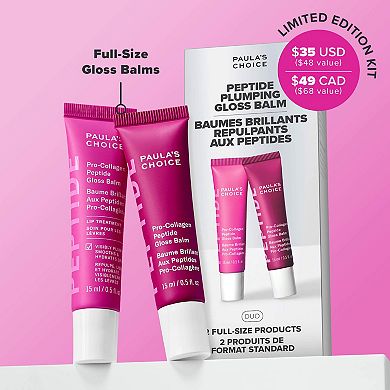 Peptide Plumping Gloss Balm Duo Gift Set for Hydrated, Fuller Lips