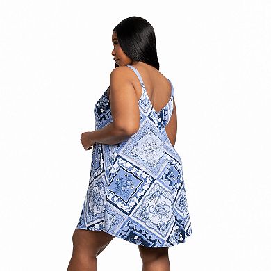 Plus Size Lilac & London Print Jersey Chemise