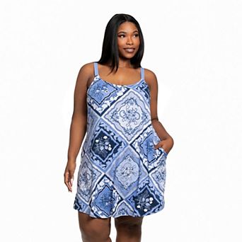Plus Size Lilac & London Print Jersey Chemise