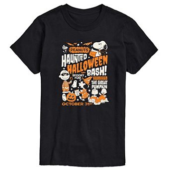 Men's Peanuts Haunted Halloween Bash Poster Graphic Tee