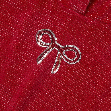 Girls 2-16 Lands' End Velour Bow Design Hoodie Sweatshirt