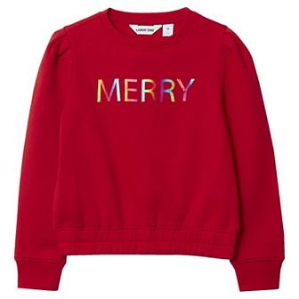 Girls 2-16 Lands' End Puff Shoulder Crew Neck Sweatshirt