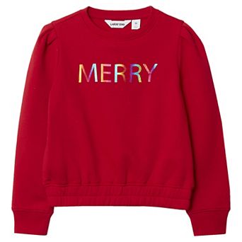 Girls 2-16 Lands' End Puff Shoulder Crew Neck Sweatshirt