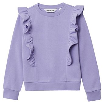 Girls 2-16 Lands' End Long Sleeve Cozy Fleece Ruffle Sweatshirt