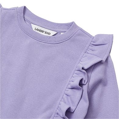 Girls 2-16 Lands' End Long Sleeve Cozy Fleece Ruffle Sweatshirt