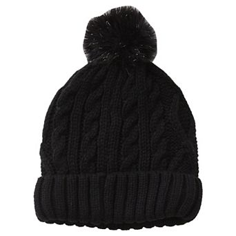 Girls Lands' End Fleece Lined Faux Fur Pom Hat