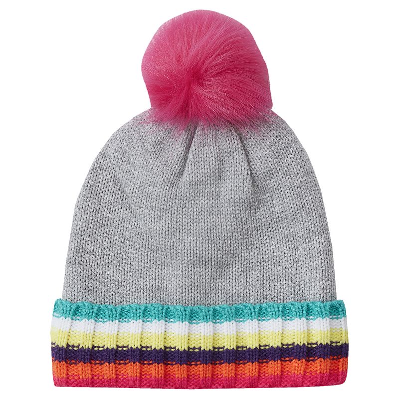 Girls Lands' End Fleece Lined Faux Fur Pom Hat,