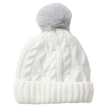 Girls Lands' End Fleece Lined Faux Fur Pom Hat
